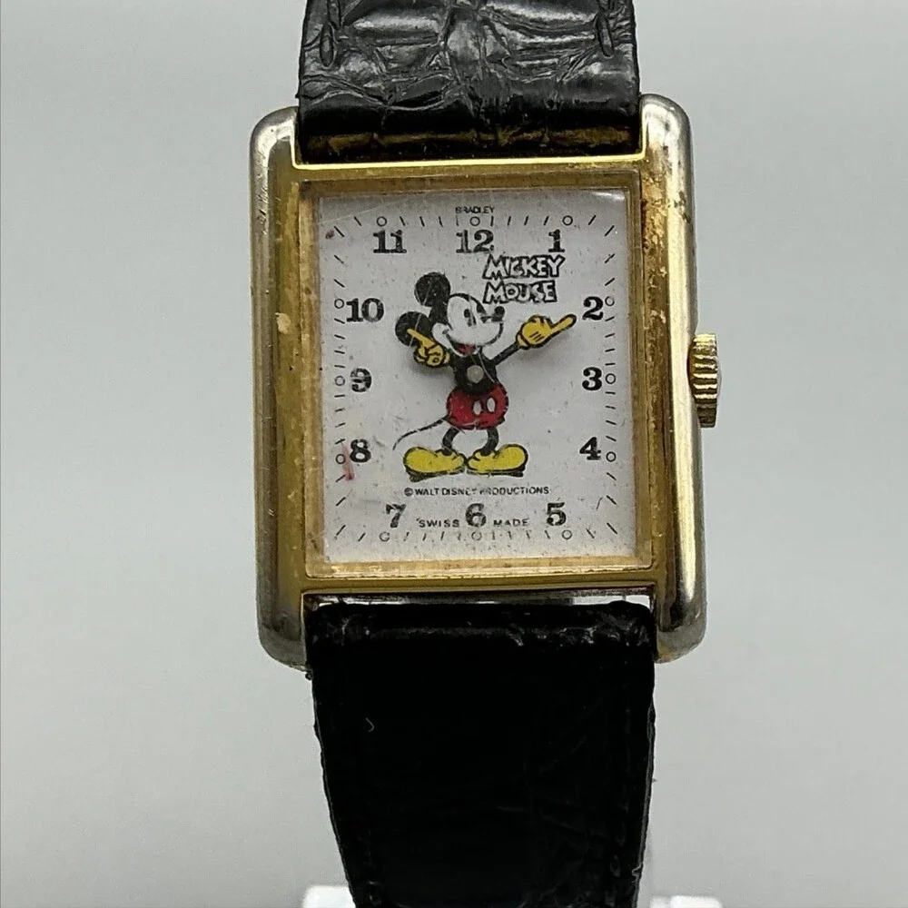Vintage Bradley Mickey Mouse Womens Watch 24mm Manual Wind Not Running For Parts
